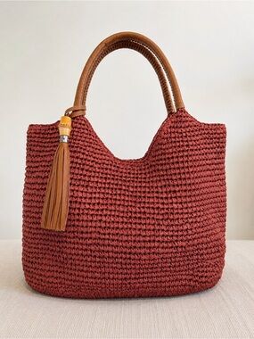 Tommy Bahama | Brick Red Woven Hobo Style Coastal Summer